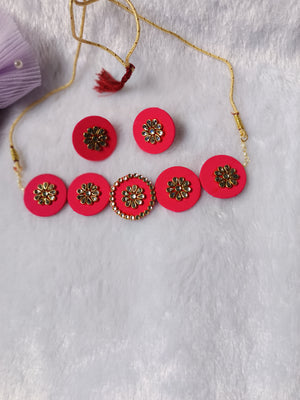 Pink Fabric Necklace