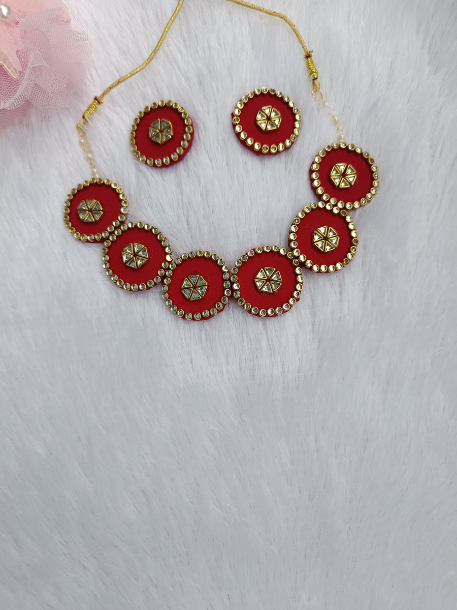 Maroon Fabric Necklace