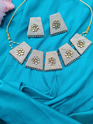Off Golden Fabric Necklace