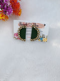 Green Fabric Earring