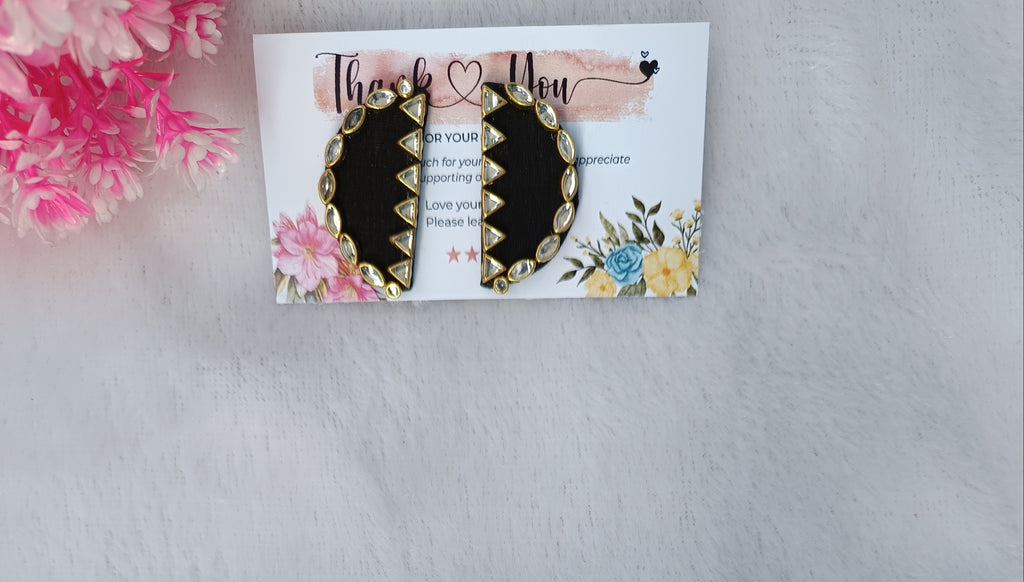 Black Halfround Fabric Earring
