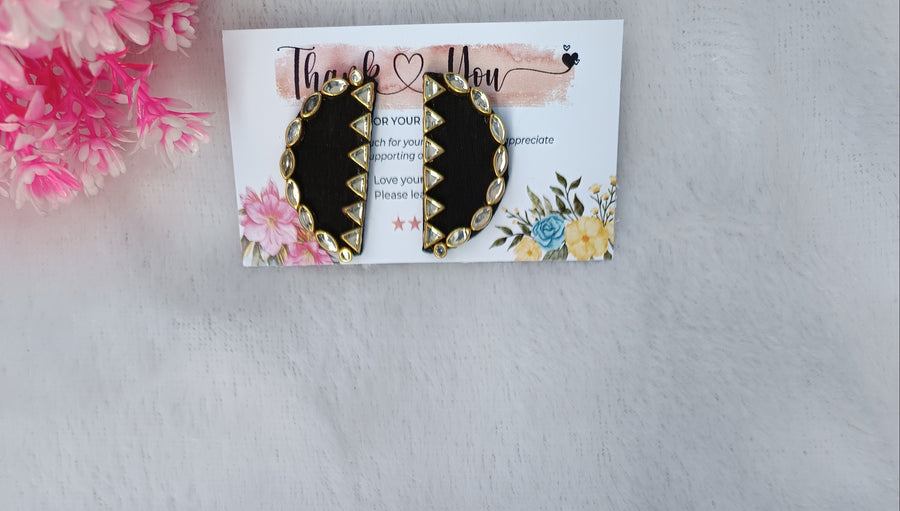 Black Halfround Fabric Earring