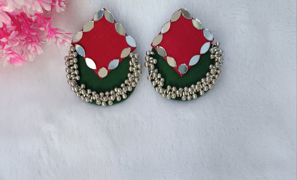 Red Green Fabric Earring