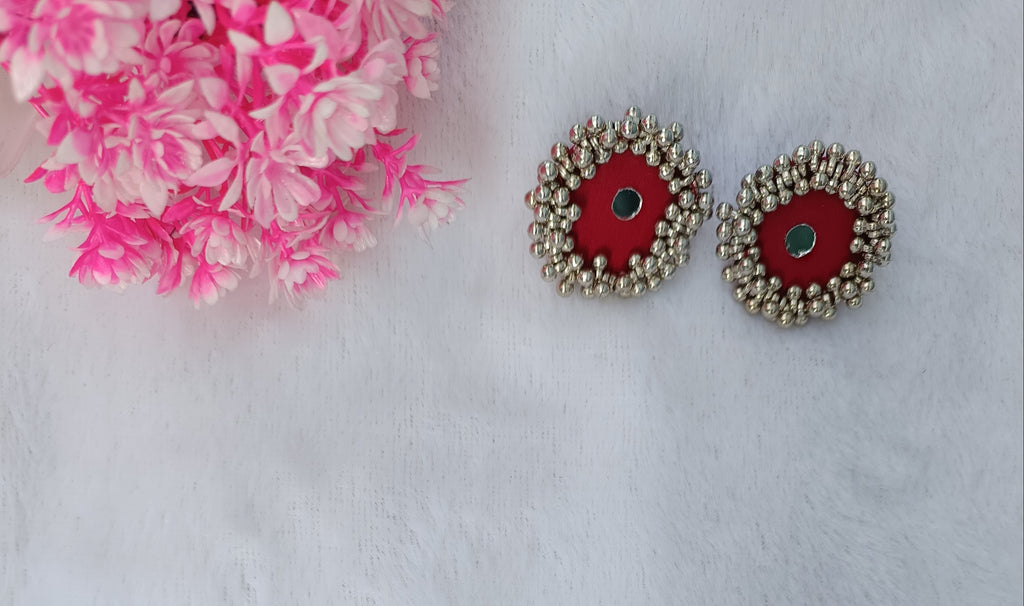 Ghoongru Red Fabric Earring
