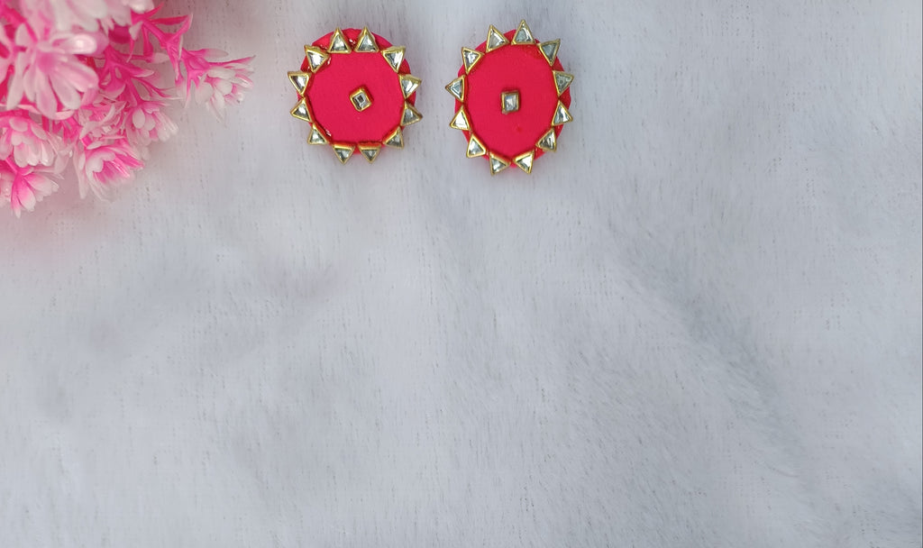 Pink Fabric Earring