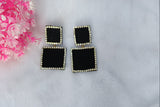 Square Shape Black Fabric Earring