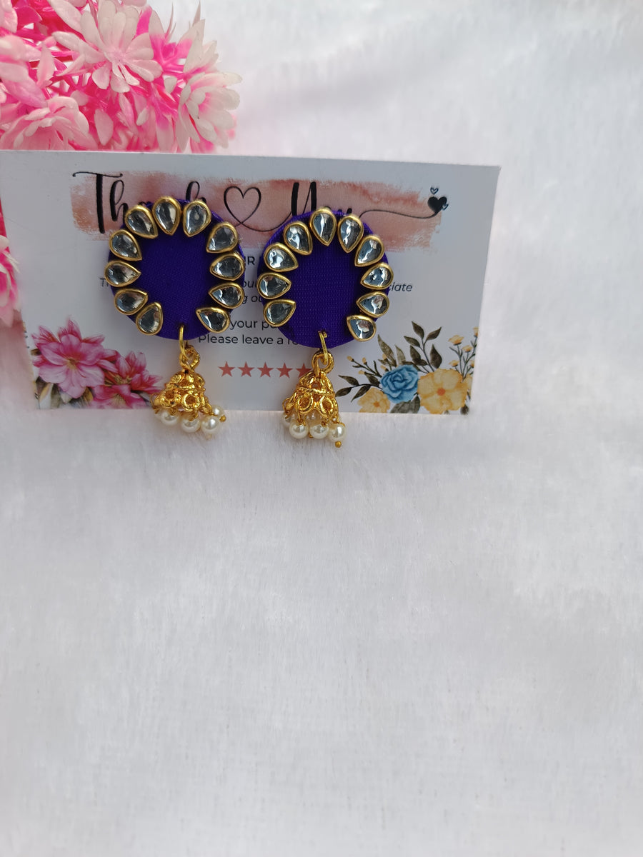 Blue Fabric Earring