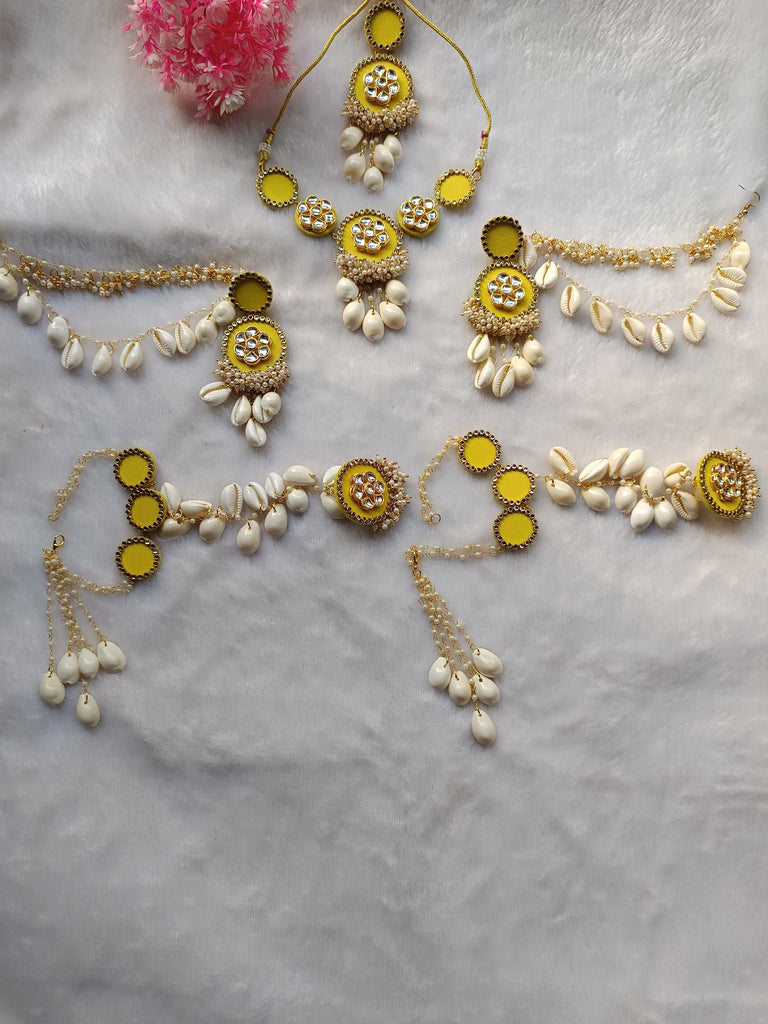 Yellow Fabric Necklace Set