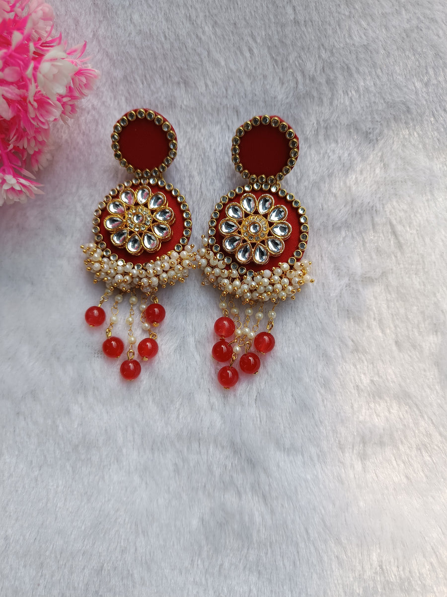 Red Fabric Earring