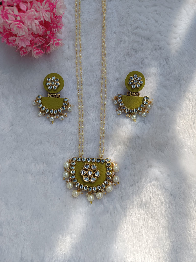 Mehendi Colour long Fabric Necklace