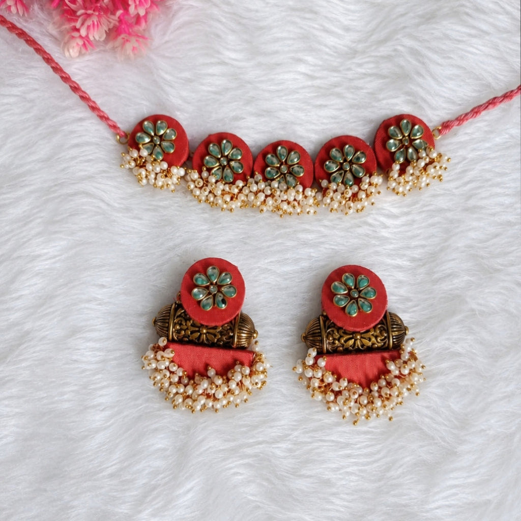 Floral Pearl Fabric Jewellery