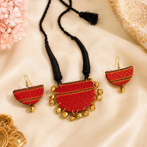 Red Ghungroo Fabric Set