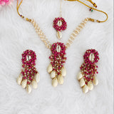 Pink Cowrie Pearl Set