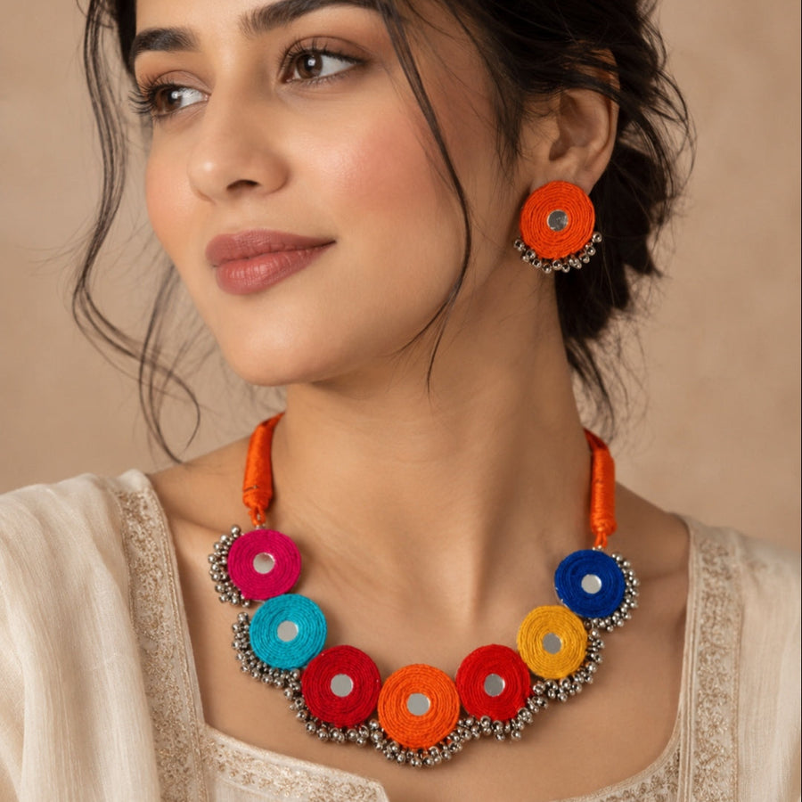 Multicolor Mirror Necklace Set
