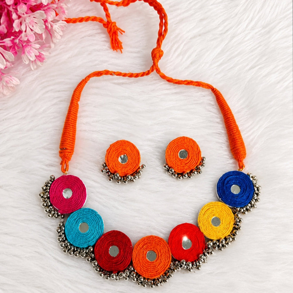 Navratri Multicolor Thread Necklace