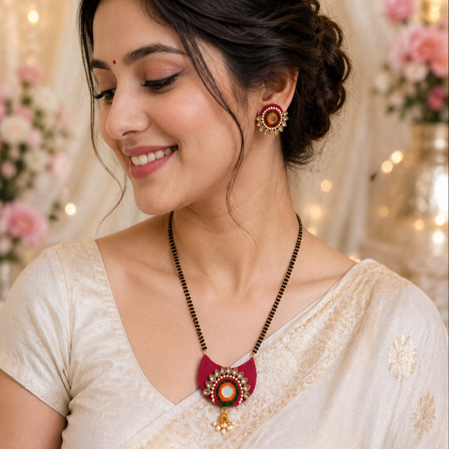 Traditional Mirror Pendant Mangalsutra