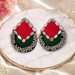 Ruby Mirror Fabric Earrings