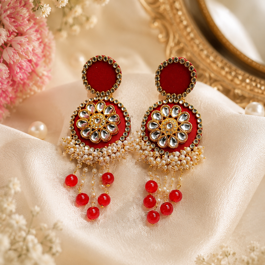 Ruby Kundan Drop Earrings
