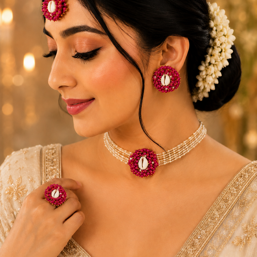 Pink Blossom Beaded Set