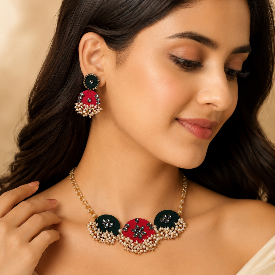 Ruby Bloom Necklace Set