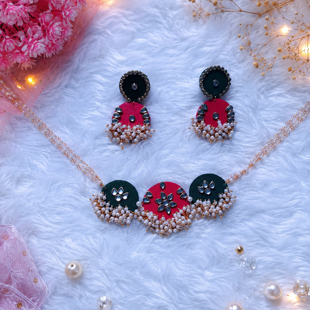 Ruby Bloom Necklace Set