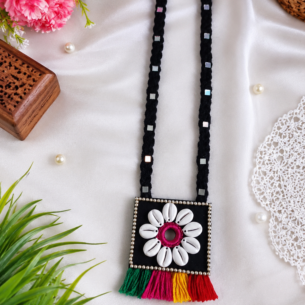 Navratri Mirror Tassel Necklace