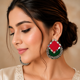 Ruby Mirror Fabric Earrings