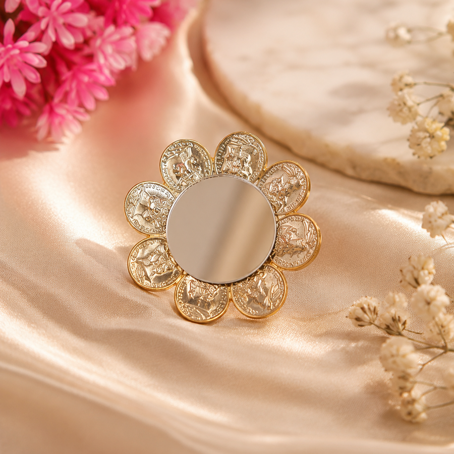 Navratri Coin Flower Ring