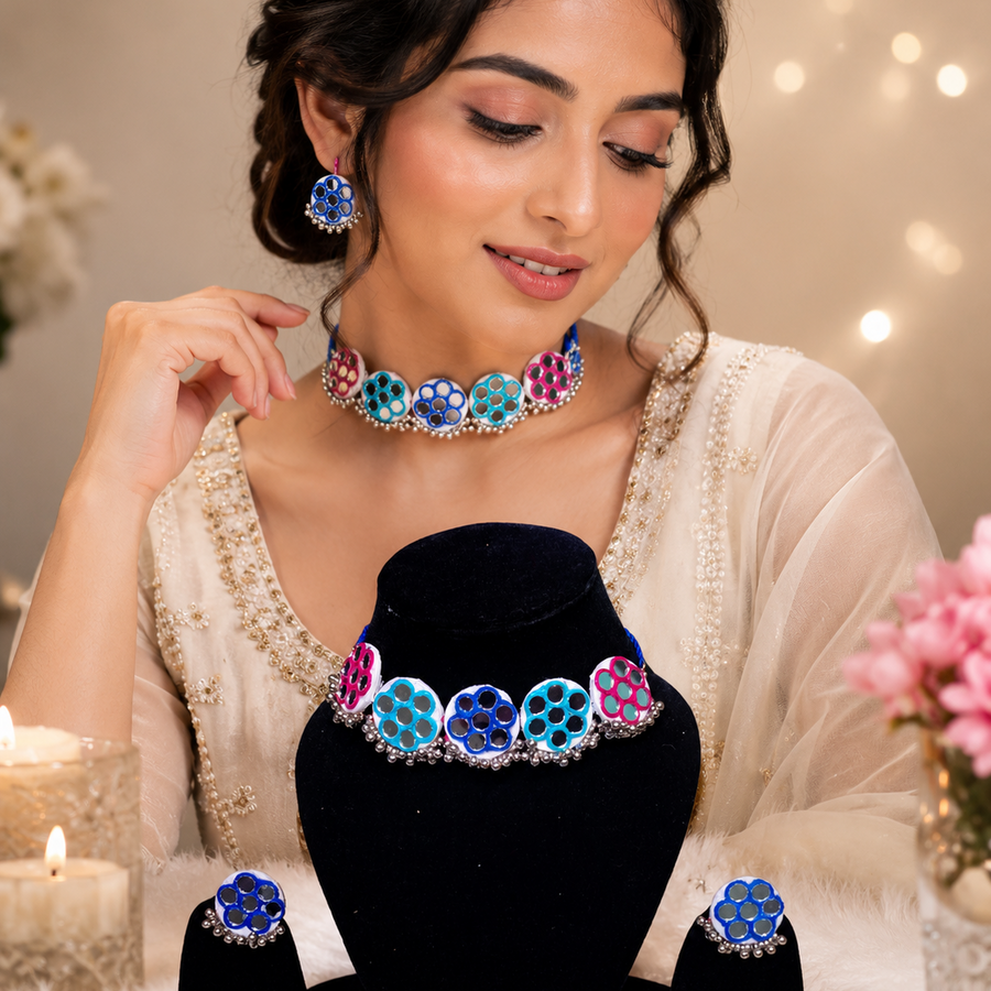 Multicolour Mirror Necklace Set