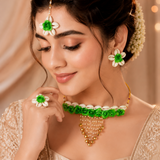 Green Floral Choker Set