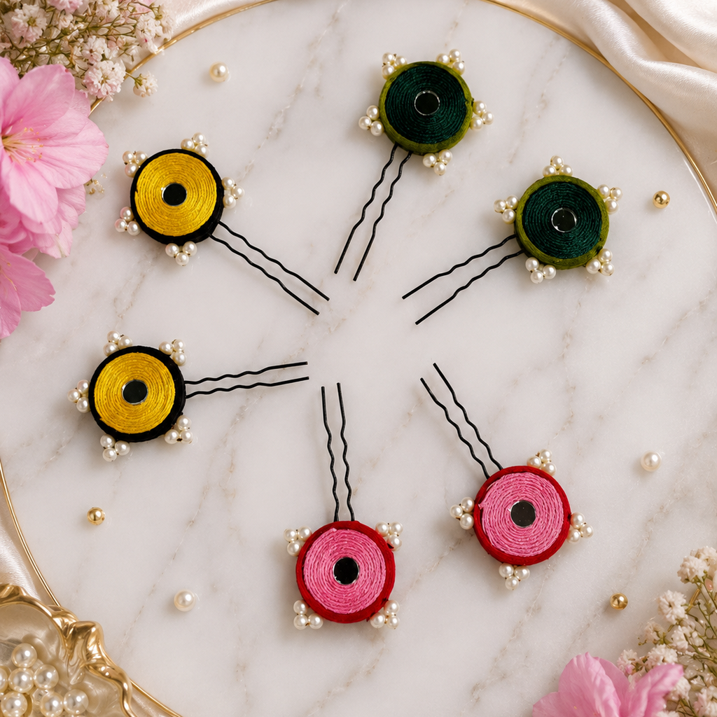 Handmade Festive Circle Hairpins