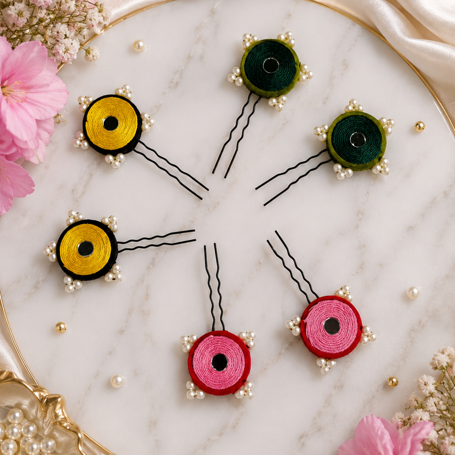 Handmade Festive Circle Hairpins