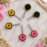 Handmade Festive Circle Hairpins